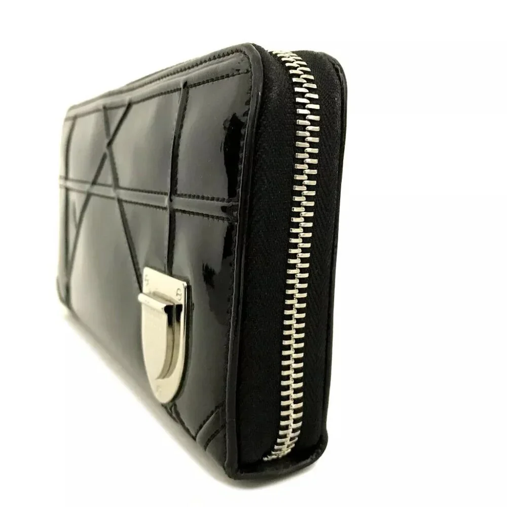 Christian Dior Diorama Patent Leather Long Zip Around Wallet/4Z1078